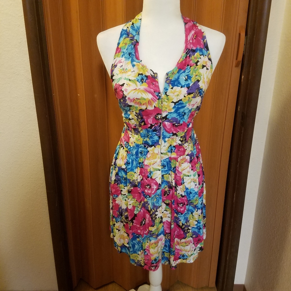 I.C.U. FLORAL HALTER DRESS